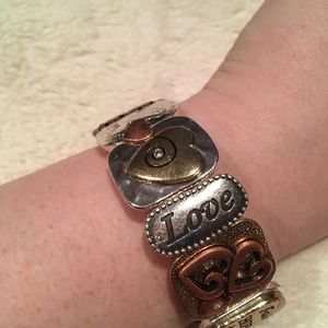 Love and Peace Gold and Silver Toned Bracelet